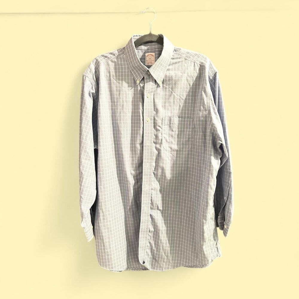 Brooks Brothers Men's Blue Checkered Dress Shirt